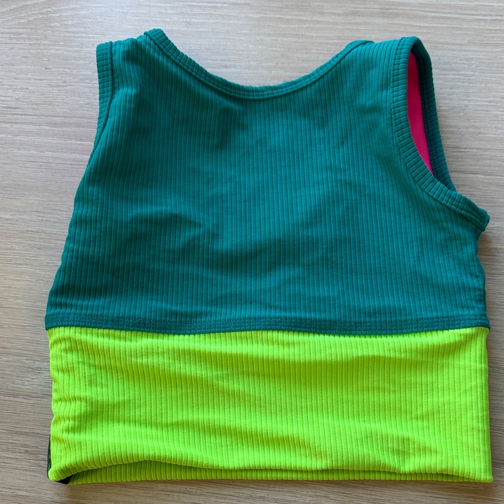 Kids Neon Dance Crop Top - Pink & Lime - Picture 4 of 5